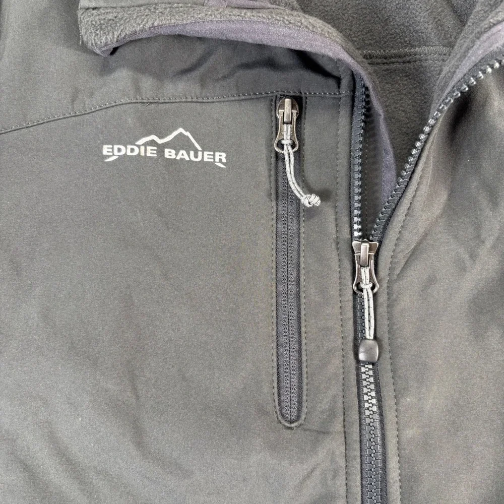 Eddie Bauer Softshell Jacket Mens‎ Medium Black Excellent Fleece Lined Full Zip